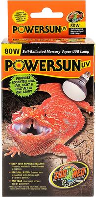 Show full view: Zoo Med PowerSun UV Self-Ballasted Mercury Vapor UVB Reptile Terrarium Lamp, 80-watt slide 3 of 9