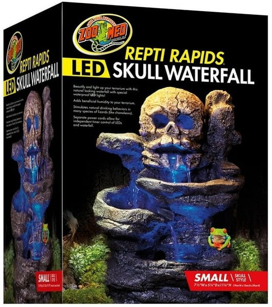 Zoo Med Repti Rapids LED Waterfall Skull Style Reptile Ornament