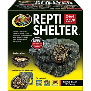 Zoo Med Repti Shelter 3-in-1 Cave Reptile Hideout, Large