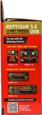 Show full view: Zoo Med ReptiSun 5.0 UVB Compact Fluorescent Reptile Lamp, 13-Watt slide 6 of 11