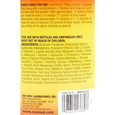 Show full view: Zoo Med ReptiVite without D3 Reptile Supplement, 5-lb bucket slide 4 of 5