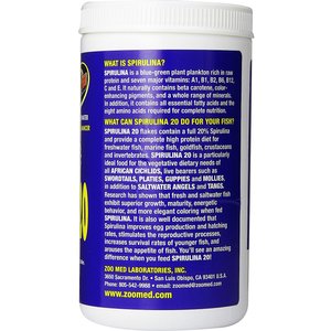 Zoo Med Spirulina 20 Fish Food, 4-oz bottle