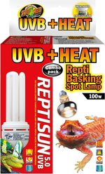 Zoo Med UVB + Heat Reptisun 5.0 26W UVB & Repti 100W Basking Spot Lamp Reptile Terrarium Combo Pack