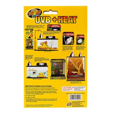 Show full view: Zoo Med UVB + Heat Reptisun 5.0 26W UVB & Repti 100W Basking Spot Lamp Reptile Terrarium Combo Pack slide 7 of 9