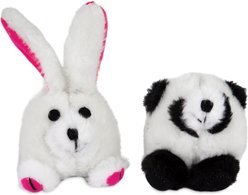 Zoobilee Squatter Panda & Rabbit Plush Puppy Toy, 2 count