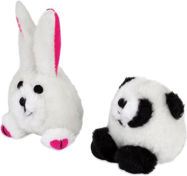 Zoobilee Squatter Panda & Rabbit Plush Puppy Toy, 2 count