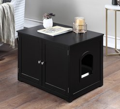 ZooVilla Kitty Litter Loo Bench Cat Litter Box Enclosure, Black