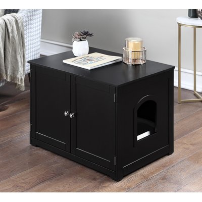 ZooVilla ZooVilla Kitty Litter Loo Bench Cat Litter Box Enclosure, Black