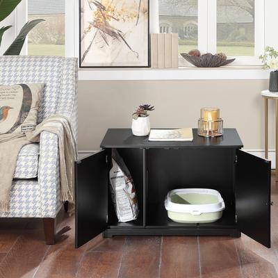 Show full view: ZooVilla Kitty Litter Loo Bench Cat Litter Box Enclosure, Black slide 4 of 4