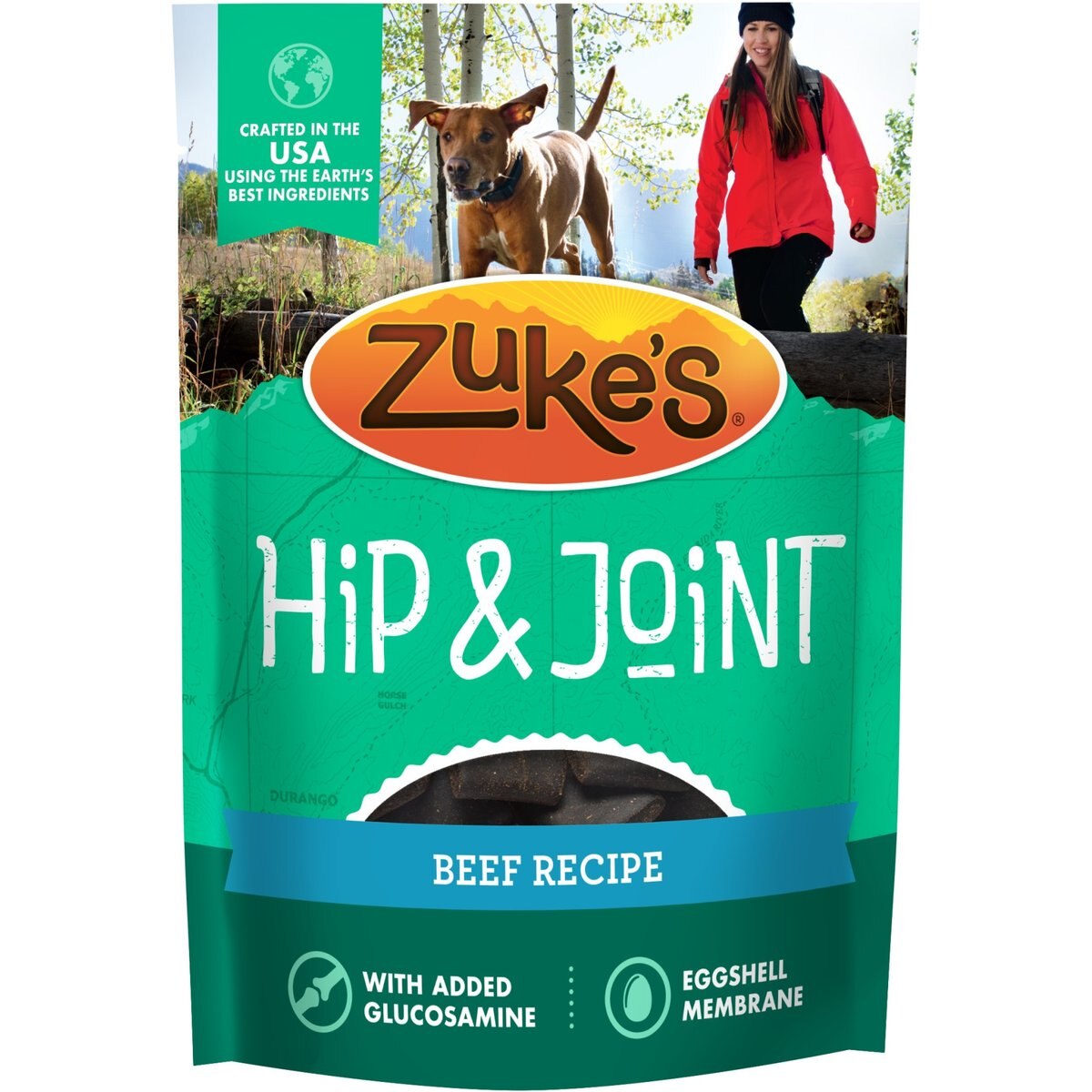 Zuke's Hip & Joint Natural Bag of Treats with Hip & Joint Support Beef Recipe Soft & Chewy Dog Treats, 6-oz bag