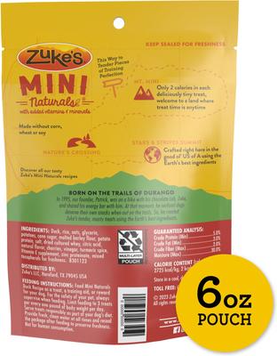 Show full view: Zuke's Mini Naturals Duck Recipe Training Dog Treats, 6-oz bag slide 3 of 13
