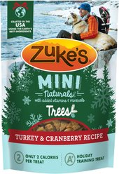 Zuke's Mini Naturals Holiday Trees Turkey & Cranberry Recipe Dog Treats, 5-oz bag