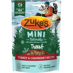Zuke's Mini Naturals Holiday Trees Turkey & Cranberry Recipe Dog Treats, 5-oz bag