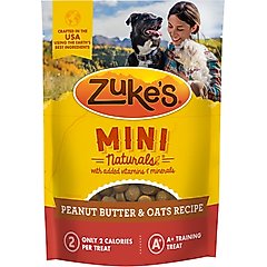 Zuke's Mini Naturals Peanut Butter & Oats Recipe Adult Soft & Tender Training Dog Treats, 16-oz pouch