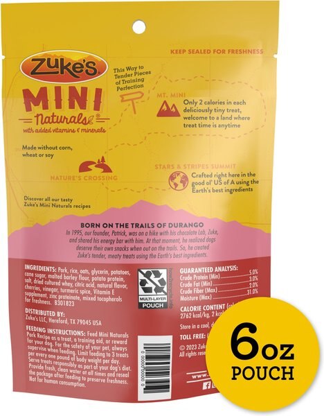 Zuke's Mini Naturals Pork Recipe Training Dog Treats
