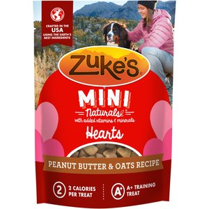 Zuke's Mini Naturals Valentine Hearts Peanut Butter & Oats Recipe Soft & Chewy Training Bits Dog Treats, 5-oz bag