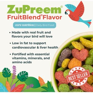 ZuPreem FruitBlend Flavor with Natural Flavors Daily Parrot & Conure Bird Food, 3.5-lb bag