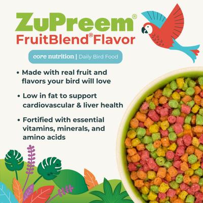 Show full view: ZuPreem FruitBlend Flavor with Natural Fruit Flavors Daily Small Bird Food, 14-oz bag slide 2 of 10