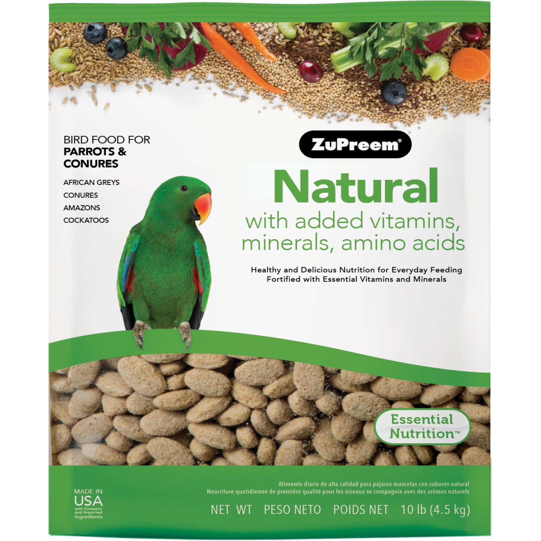 ZuPreem Natural 鳥のエサ 1kg×3袋 ズプリーム ナチュラル S セキセイインコ用 2.25lb(約1kg