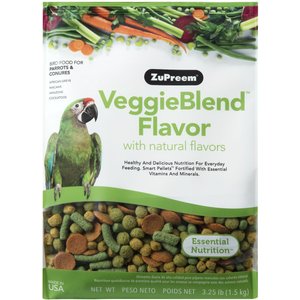 ZuPreem VeggieBlend Flavor with Natural Flavor, Daily Parrot & Conure Food, 3.25-lb bag