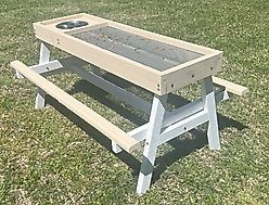 Zylina "Chick-nic" Picnic Table Chicken Feeder, Large, Tan