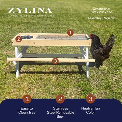 Show full view: Zylina "Chick-nic" Picnic Table Chicken Feeder, Large, Tan slide 2 of 9