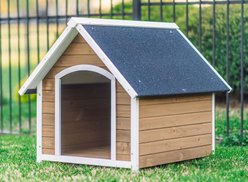 Zylina Country Lodge Asphalt Roof Pine Wood Outdoor Dog House, Brown, Medium