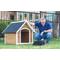 Show in main carousel: Zylina Country Lodge Asphalt Roof Pine Wood Outdoor Dog House, Brown, Medium slide 6 of 9