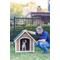 Show in main carousel: Zylina Country Lodge Asphalt Roof Pine Wood Outdoor Dog House, Brown, Medium slide 4 of 9