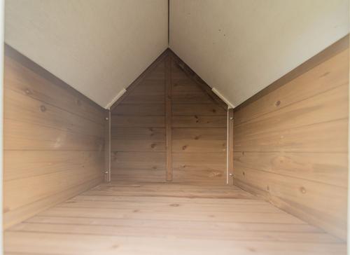 Show full view: Zylina Country Lodge PVC Roof Pine Wood Dog Outdoor Dog House, Brown, Medium slide 6 of 7