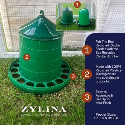 Show full view: Zylina Eco Recycled Chicken Feeder, 17-lbs slide 2 of 8