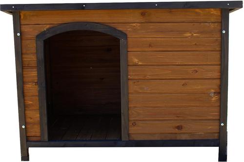 Show full view: Zylina Large Cabin Asphalt Roof Pine Wood Outdoor Dog House, Brown, Medium slide 7 of 9