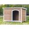 Show in main carousel: Zylina Log Cabin PVC Roof Pine Wood Outdoor Dog House, Brown, Medium slide 1 of 9