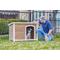 Show in main carousel: Zylina Log Cabin PVC Roof Pine Wood Outdoor Dog House, Brown, Medium slide 6 of 9