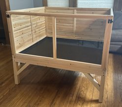 Zylina Raised House Small Pet Habitat, Natural Wood, 48 x 40 x 40in