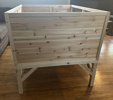 Show full view: Zylina Raised House Small Pet Habitat, Natural Wood, 48 x 40 x 40in slide 5 of 10