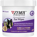 Zymox Advanced Enzymatic Dog & Cat Ear Wipes, 7.05-fl oz bottle, 100 count