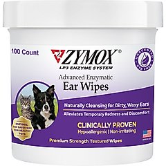 Zymox Advanced Enzymatic Dog & Cat Ear Wipes, 7.05-fl oz bottle, 100 count