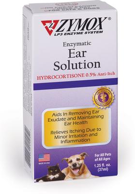 Show full view: Zymox Ear Infection Solution with .5% Hydrocortisone for Dogs & Cats, 1.25-fl oz bottle slide 3 of 9