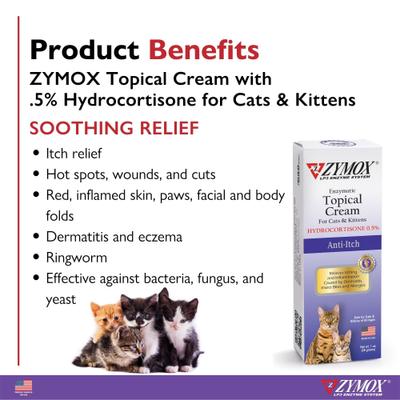 Show full view: Zymox Enzymatic Cat & Kitten Topical Cream with 0.5% Hydrocortisone, 1-fl oz tube slide 2 of 7