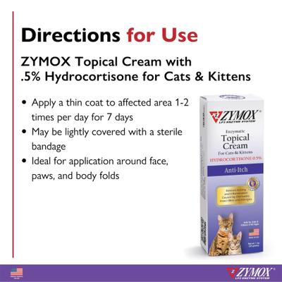 Show full view: Zymox Enzymatic Cat & Kitten Topical Cream with 0.5% Hydrocortisone, 1-fl oz tube slide 4 of 7