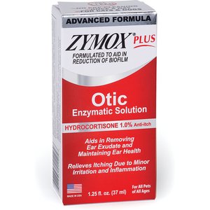 Zymox Plus Advanced Formula 1% Hydrocortisone Otic Dog & Cat Ear Infection Solution, 1.25-fl oz bottle