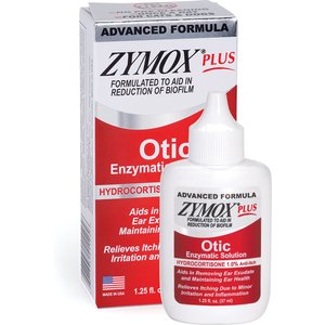 Zymox Plus Advanced Formula 1% Hydrocortisone Otic Dog & Cat Ear Infection Solution, 1.25-fl oz bottle