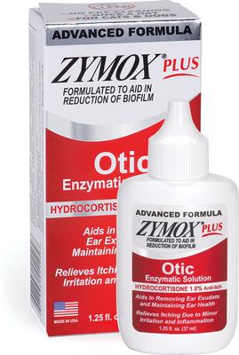 Show full view: Zymox Plus Advanced Formula 1% Hydrocortisone Otic Dog & Cat Ear Infection Solution, 1.25-fl oz bottle slide 3 of 12
