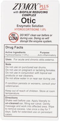 Show full view: Zymox Plus Advanced Formula 1% Hydrocortisone Otic Dog & Cat Ear Infection Solution, 1.25-fl oz bottle slide 4 of 12