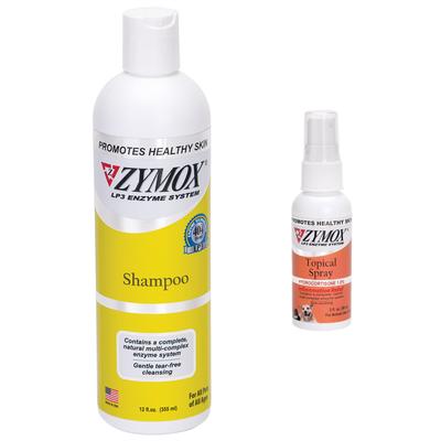 Show full view: Zymox Topical Spray with Hydrocortisone 1.0%, 2-fl oz bottle + Veterinary Strength Enzymatic Dog & Cat Shampoo, 12-fl oz bottle slide 1 of 9