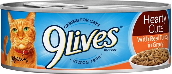 9 Lives Hearty Cuts with Real Turkey in Gravy Canned Cat Food, 5.5-oz, case of 24 slide 1 of 5