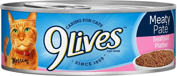 9 Lives Meaty Pate Seafood Platter Canned Cat Food, 5.5-oz, case of 24 slide 1 of 5