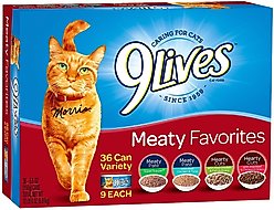 9 Lives Meaty Favorites Variety Pack Canned Cat Food, 5.5-oz, case of 36