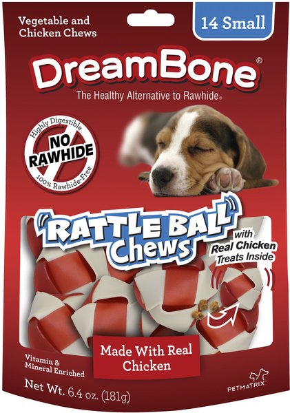 DreamBone Small Rattle Ball Chicken Chews Dog Treats, 14 count slide 1 of 5